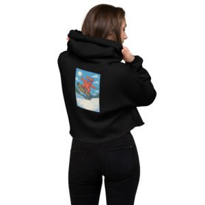 Trippy Bear Snowboard Crop Hoodie | Women’s Psychedelic Streetwear