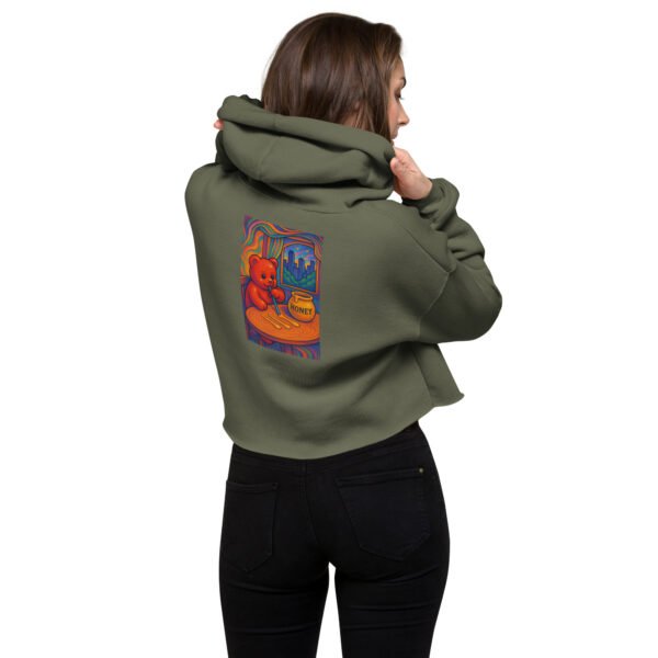 Psychedelic Honey Bear Crop Hoodie | Women’s Trippy Streetwear - Image 5