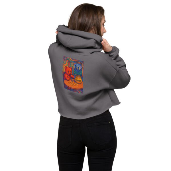 Psychedelic Honey Bear Crop Hoodie | Women’s Trippy Streetwear - Image 8